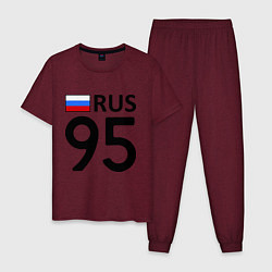 Пижама хлопковая мужская RUS 95 цвета меланж-бордовый — фото 1