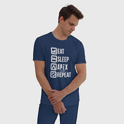 Пижама хлопковая мужская Eat, Sleep, Apex, Repeat цвета тёмно-синий — фото 2