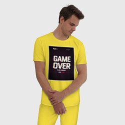 Пижама хлопковая мужская Game Over: Glitch Effect, цвет: желтый — фото 2