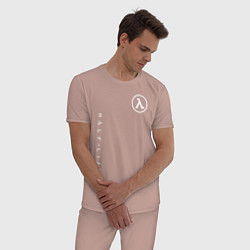 Пижама хлопковая мужская HALF-LIFE, цвет: пыльно-розовый — фото 2