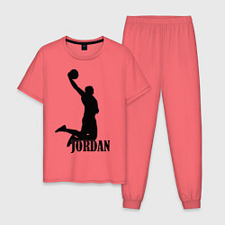 Пижама хлопковая мужская Jordan Basketball, цвет: коралловый