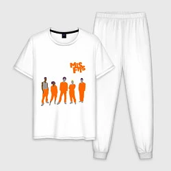 Пижама хлопковая мужская Misfits Orange, цвет: белый