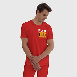 Пижама хлопковая мужская PornHub, цвет: красный — фото 2