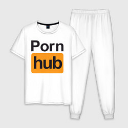 Пижама хлопковая мужская PornHub, цвет: белый