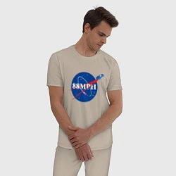 Пижама хлопковая мужская NASA Delorean 88 mph, цвет: миндальный — фото 2