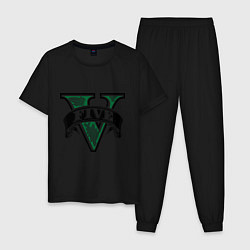 Пижама хлопковая мужская GTA V: Logo, цвет: черный