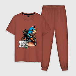 Пижама хлопковая мужская GTA 5: Motorbuster, цвет: кирпичный