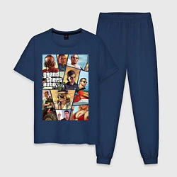 Пижама хлопковая мужская GTA 5: Stories, цвет: тёмно-синий