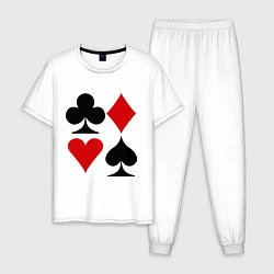 Пижама хлопковая мужская Масти карт, цвет: белый