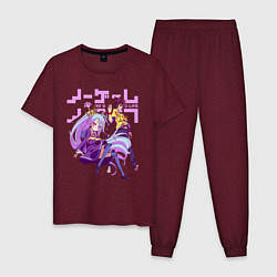 Пижама хлопковая мужская No Game No Life, цвет: меланж-бордовый