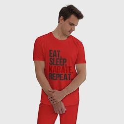 Пижама хлопковая мужская Есть, спать, карате, цвет: красный — фото 2