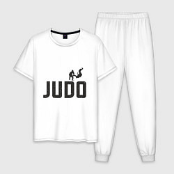 Пижама хлопковая мужская Дзюдо, цвет: белый