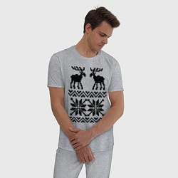 Пижама хлопковая мужская Узор с оленями, цвет: меланж — фото 2