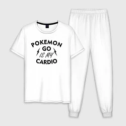 Пижама хлопковая мужская Pokemon go is my Cardio, цвет: белый