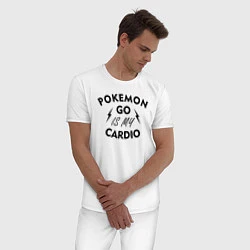 Пижама хлопковая мужская Pokemon go is my Cardio, цвет: белый — фото 2