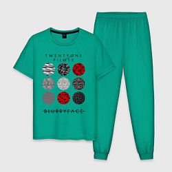 Пижама хлопковая мужская TOP: Blurryface, цвет: зеленый
