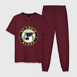 Пижама хлопковая мужская St Louis Blues, цвет: меланж-бордовый