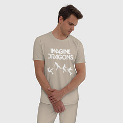 Пижама хлопковая мужская IMAGINE DRAGONS, цвет: миндальный — фото 2
