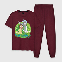 Пижама хлопковая мужская Rick Sanchez and Morty Smith, цвет: меланж-бордовый