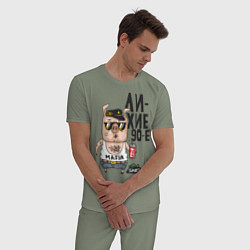 Пижама хлопковая мужская Лихие 90-е, цвет: авокадо — фото 2
