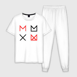 Пижама хлопковая мужская MONSTA X, цвет: белый