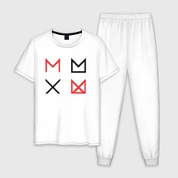 Пижама хлопковая мужская MONSTA X, цвет: белый