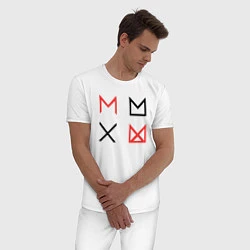Пижама хлопковая мужская MONSTA X, цвет: белый — фото 2