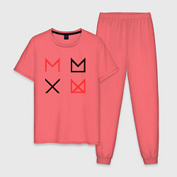 Пижама хлопковая мужская MONSTA X, цвет: коралловый