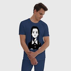 Пижама хлопковая мужская Wednesday Addams, цвет: тёмно-синий — фото 2