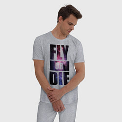 Пижама хлопковая мужская Fly or Die: Space цвета меланж — фото 2