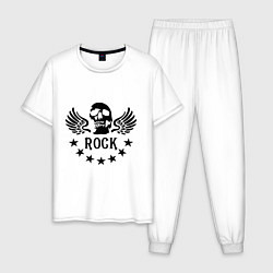 Пижама хлопковая мужская Rock Wings, цвет: белый