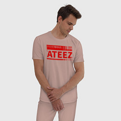 Пижама хлопковая мужская Ateez, цвет: пыльно-розовый — фото 2