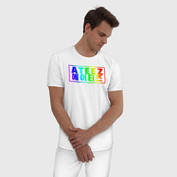 Пижама хлопковая мужская Ateez, цвет: белый — фото 2