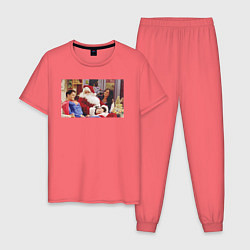 Пижама хлопковая мужская Wow, цвет: коралловый