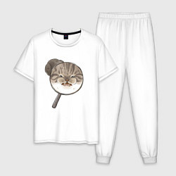 Пижама хлопковая мужская Злой Кот, цвет: белый