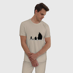 Пижама хлопковая мужская Totoro Beatles, цвет: миндальный — фото 2