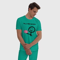 Пижама хлопковая мужская Выпал мозг цвета зеленый — фото 2
