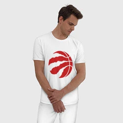 Пижама хлопковая мужская Toronto Raptors, цвет: белый — фото 2