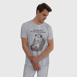 Пижама хлопковая мужская Котик меломан, цвет: меланж — фото 2
