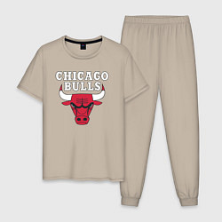 Пижама хлопковая мужская CHICAGO BULLS, цвет: миндальный