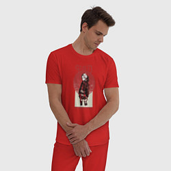 Пижама хлопковая мужская Аниме Demon Slayer, цвет: красный — фото 2