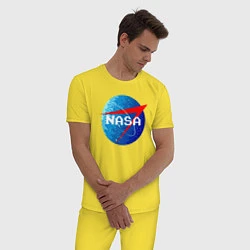 Пижама хлопковая мужская NASA Pixel, цвет: желтый — фото 2