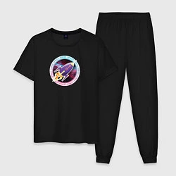 Пижама хлопковая мужская SPACE ROCKET, цвет: черный