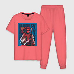 Пижама хлопковая мужская Harley Quinn Harley Quinn, цвет: коралловый