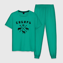 Пижама хлопковая мужская Сибирь, цвет: зеленый