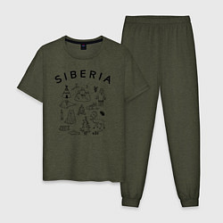 Пижама хлопковая мужская Siberia, цвет: меланж-хаки