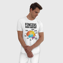 Пижама хлопковая мужская Fences Brain Anatomy, цвет: белый — фото 2
