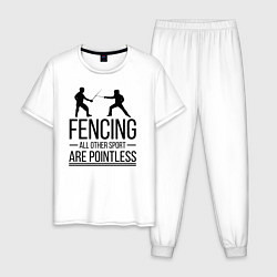 Пижама хлопковая мужская Fencing, цвет: белый