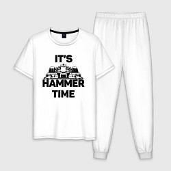 Пижама хлопковая мужская It's hammer time, цвет: белый