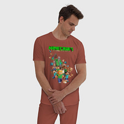 Пижама хлопковая мужская Minecraft, цвет: кирпичный — фото 2